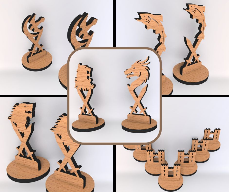 Chess Pieces SVG 1 Chess Pieces Cut File Chess Pieces DXF 